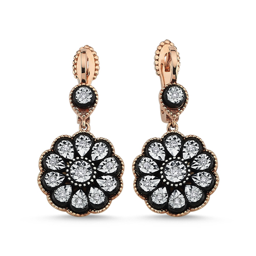 0.30 Karat Çiçek Figürlü Elmas Küpe