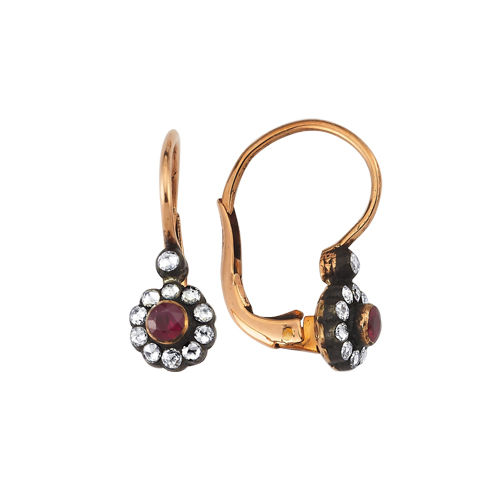 0.30 Karat Yakut Taşlı Elmas Küpe