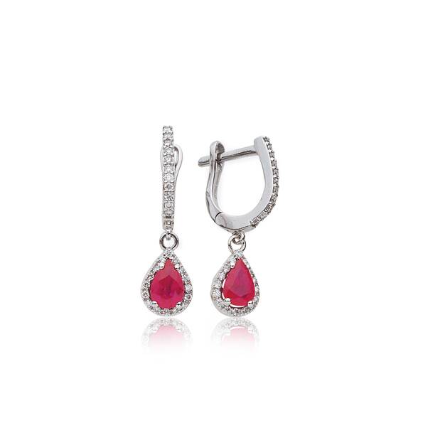 0.31 Karat Yakut Taşlı Pırlanta Küpe