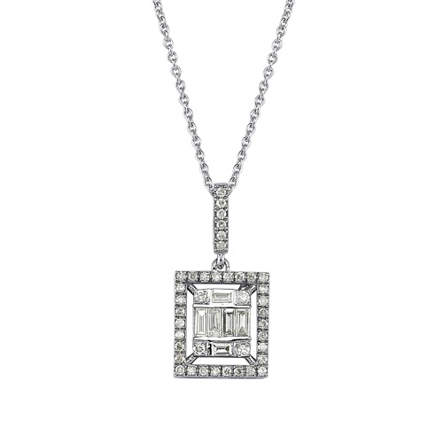 0.33 Karat Baget Pırlanta Fantezi Kolye