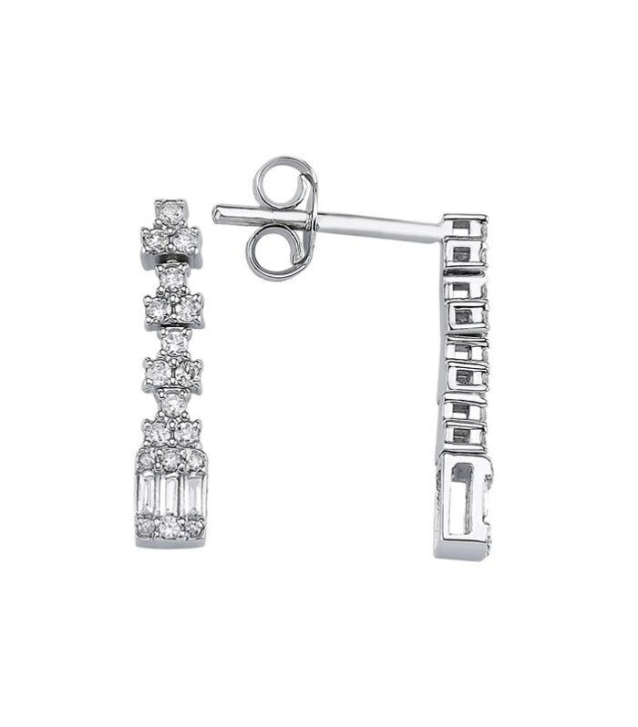 0.33 Karat Baget Taşlı Pırlanta Küpe