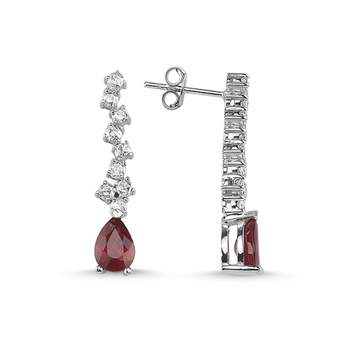 0.35 Karat Yakut Taşlı Pırlanta Küpe