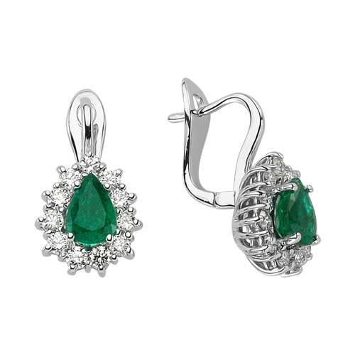 0.39 Karat Pırlanta Zümrüt Küpe