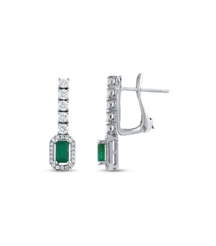 0.45 Karat Zümrüt Taşlı Pırlanta Küpe