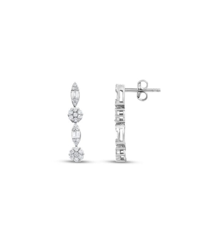 0.46 Karat Baget Taşlı Pırlanta Küpe