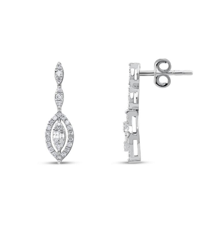 0.47 Karat Baget Taşlı Pırlanta Küpe