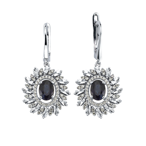 0.48 Karat Safir Taşlı Pırlanta Fantezi Küpe