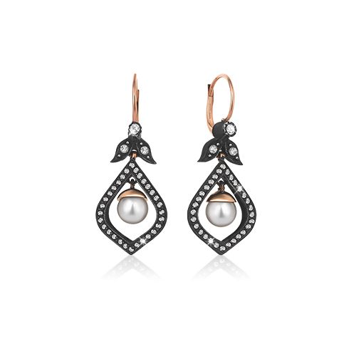 0.52 Karat İncili Elmas Fantazi Küpe