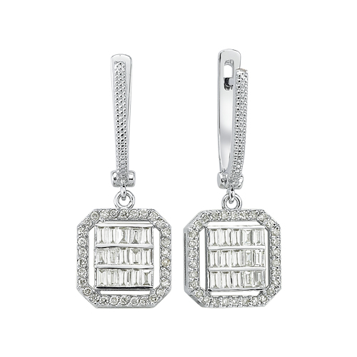 0.65 Karat Baget Taşlı Pırlanta Küpe