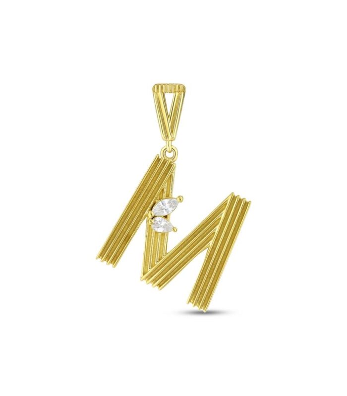 Altın M Harf Kolye Ucu