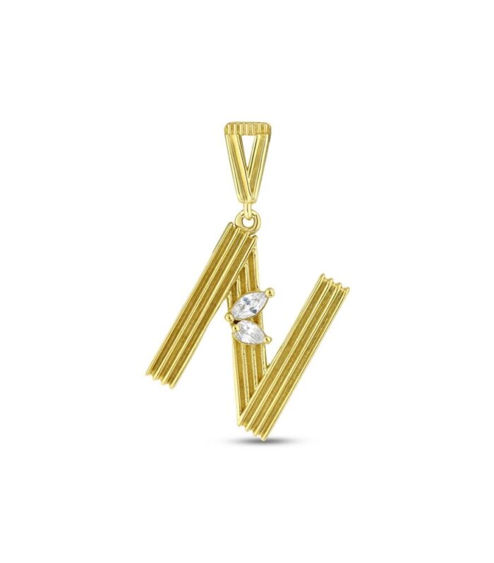 Altın N Harf Kolye Ucu