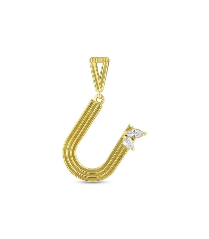 Altın U Harf Kolye Ucu