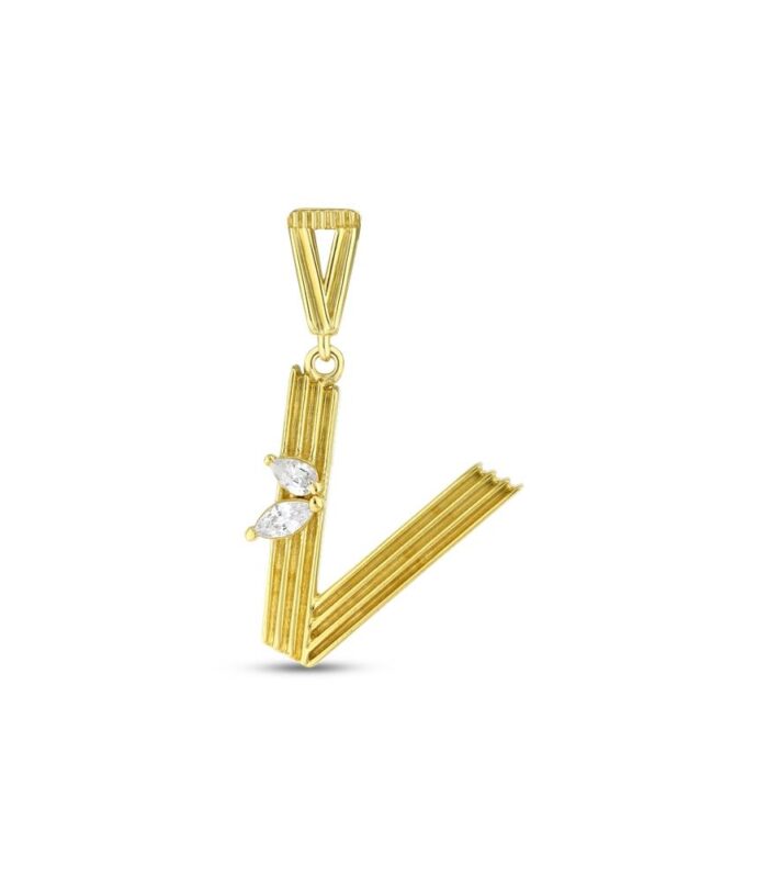 Altın V Harf Kolye Ucu