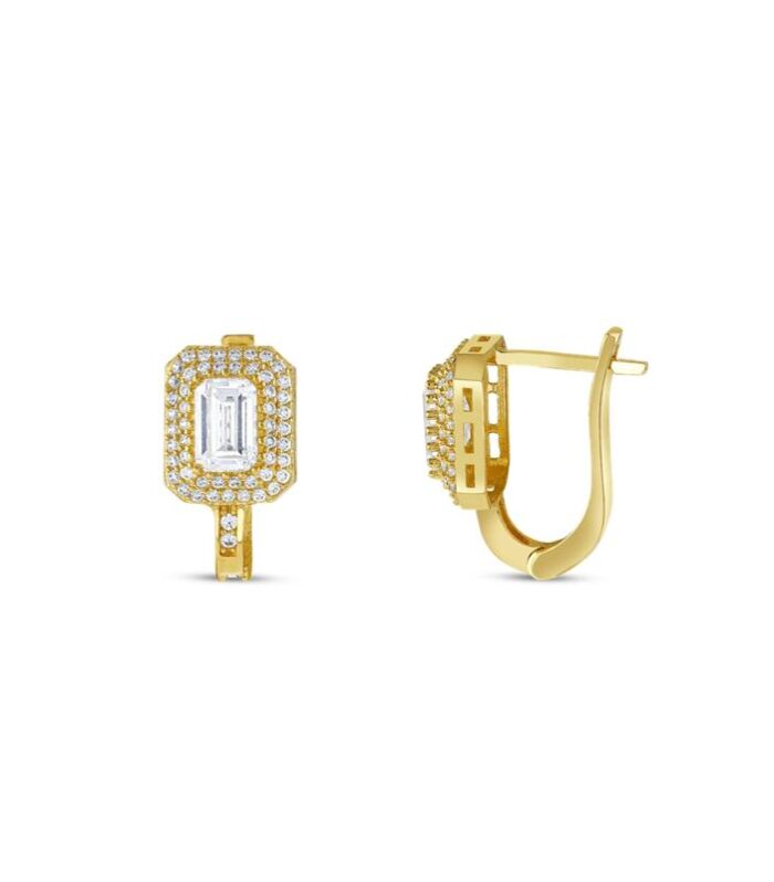 Baget Taşlı Altın Küpe