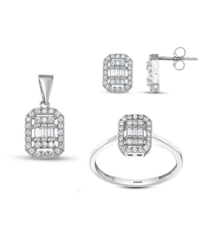 Baget Taşlı Altın Set