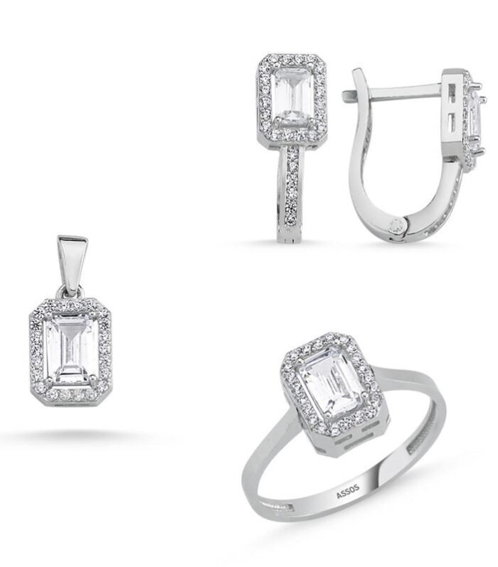 Baget Taşlı Altın Set