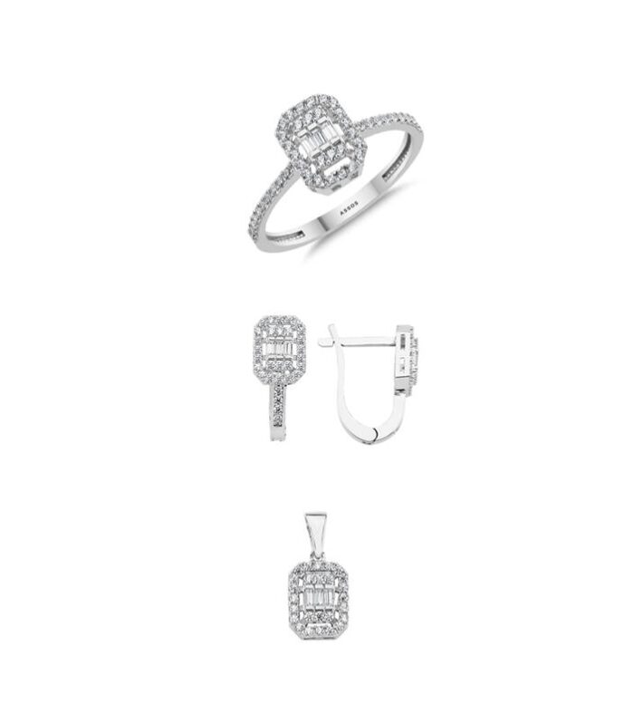 Baget Taşlı Altın Set