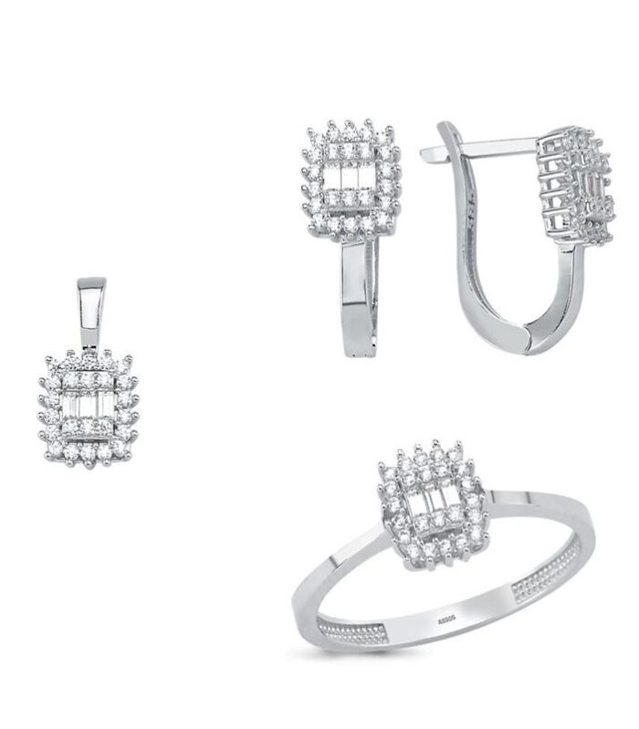 Baget Taşlı Altın Set