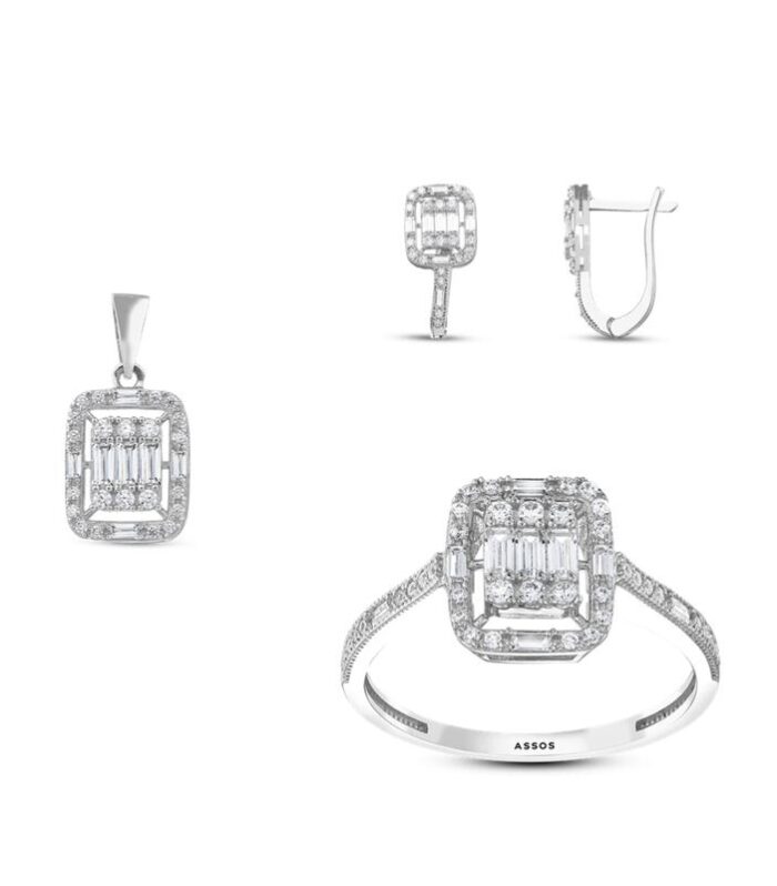 Baget Taşlı Altın Set