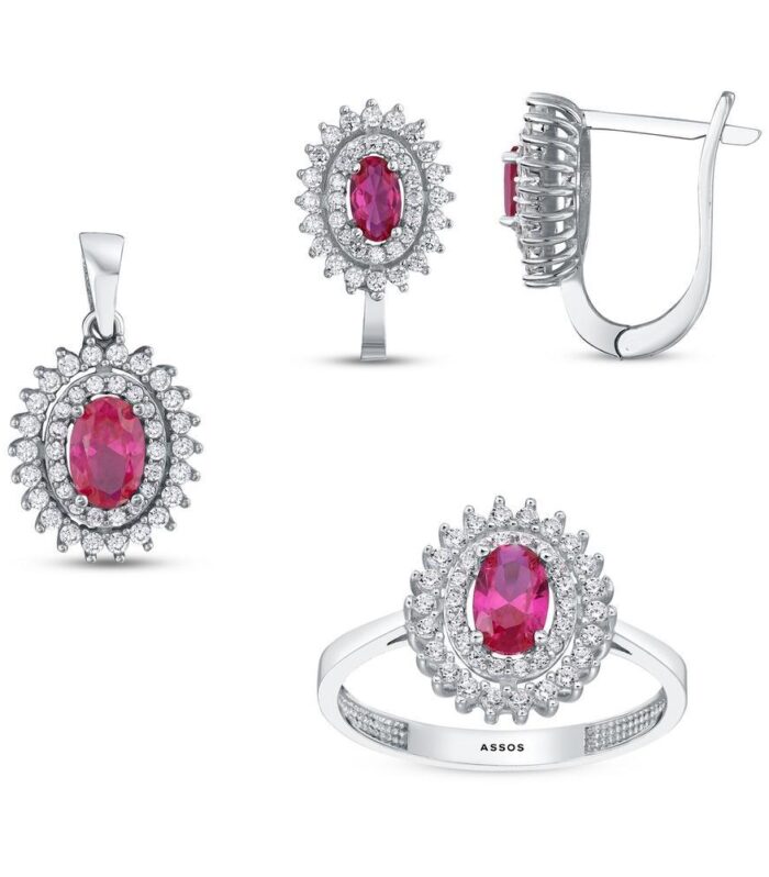 Baget Taşlı Altın Set