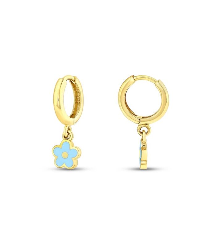 Çiçek Figürlü Altın Çocuk Küpe