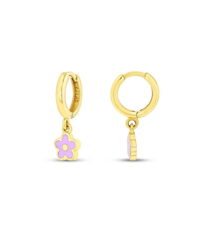 Çiçek Figürlü Altın Çocuk Küpe