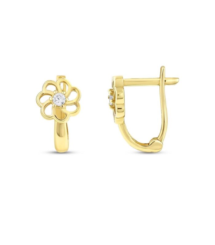 Çiçek Figürlü Altın Çocuk Küpe