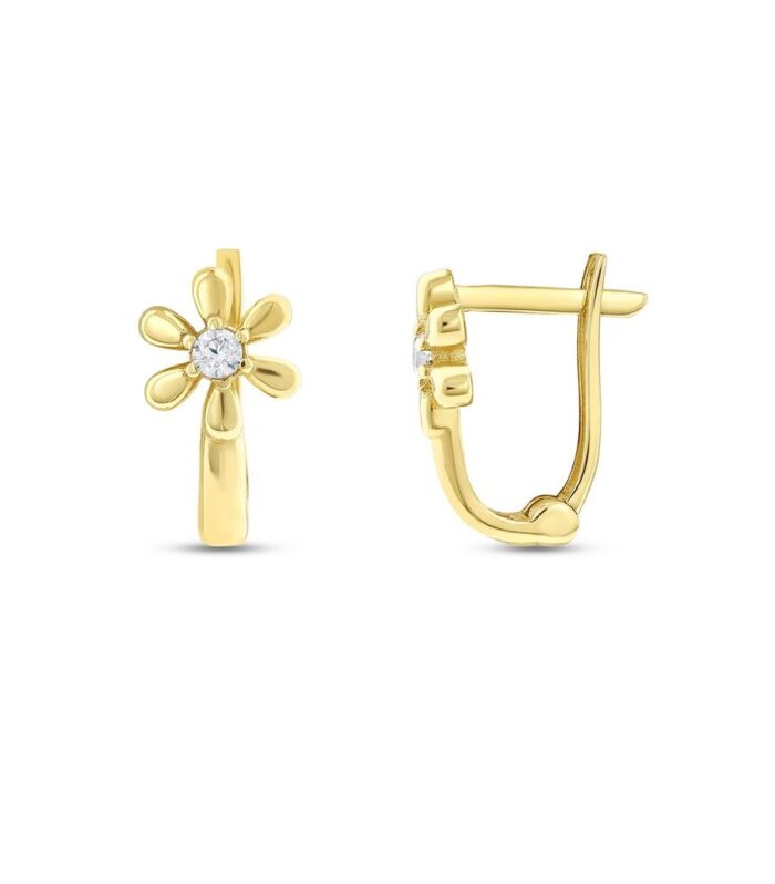 Çiçek Figürlü Altın Çocuk Küpe