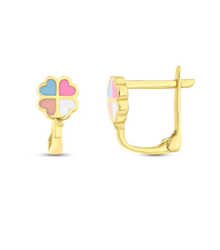 Çiçek Figürlü Altın Çocuk Küpe