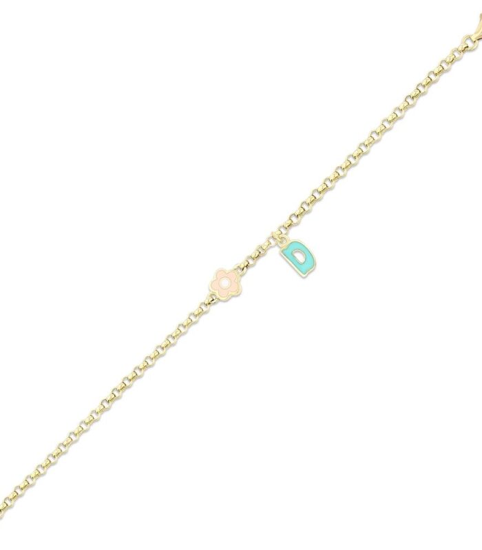 D harfli Altın Çocuk Bileklik