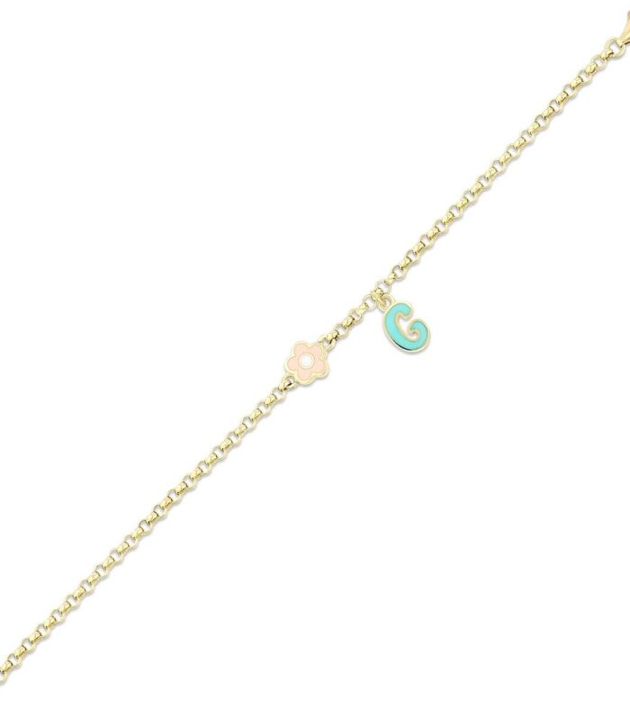 G harfli Altın Çocuk Bileklik