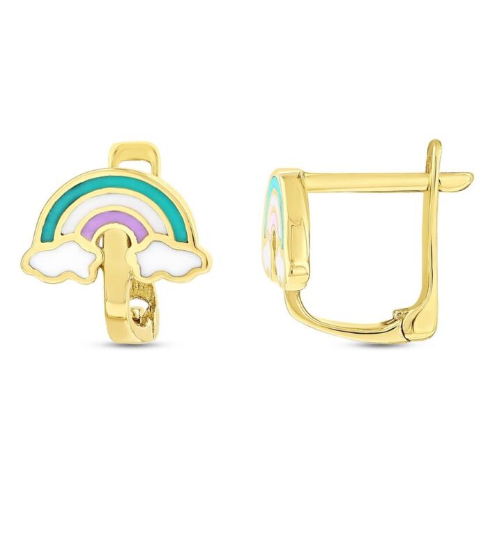 Gökkuşağı Figürlü Altın Çocuk Küpe