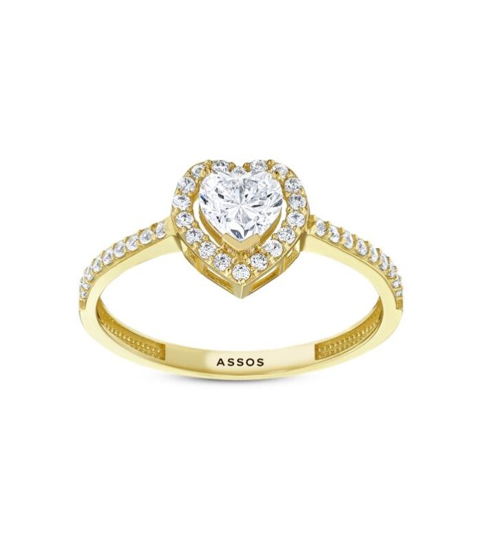 Kalp Taşlı Altın Yüzük