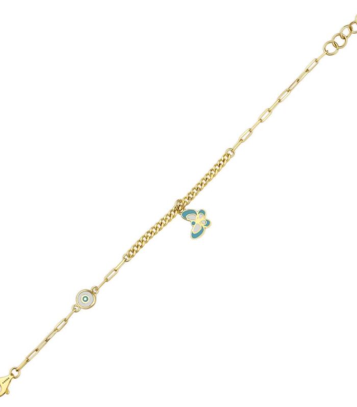 Kelebek Figürlü Altın Çocuk Bileklik