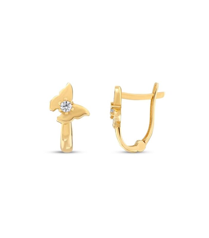 Kelebek Figürlü Altın Çocuk Küpe