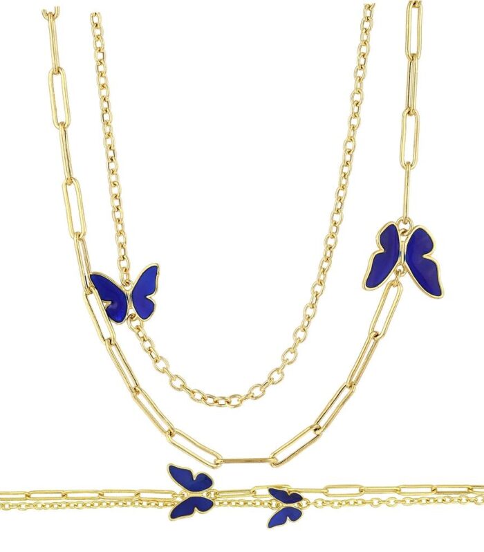 Kelebek Figürlü Zincir Altın Set