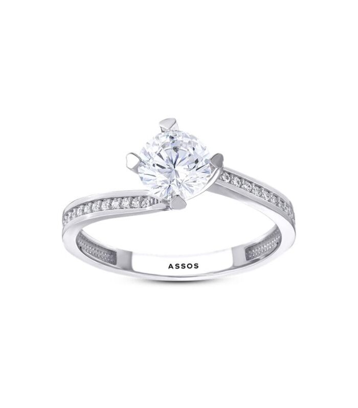 Kolları Taşlı Altın Tektaş Yüzük