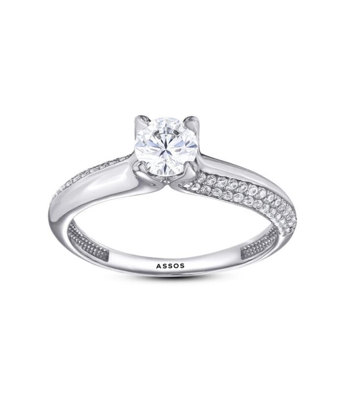 Kolları Taşlı Altın Tektaş Yüzük