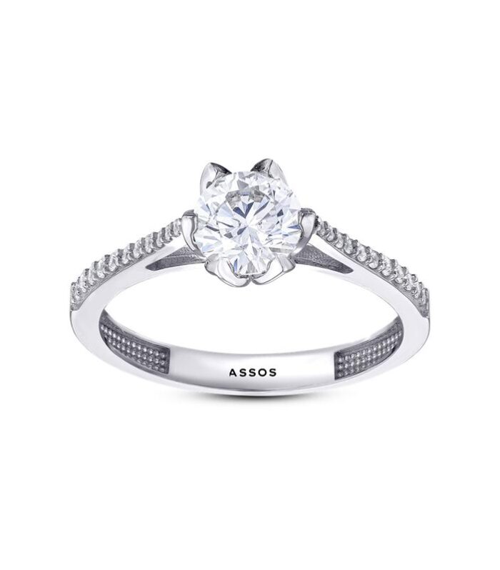 Kolları Taşlı Altın Tektaş Yüzük