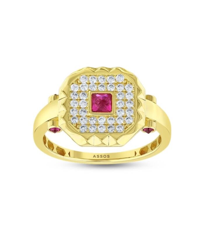 Renkli Taşlı Altın Yüzük