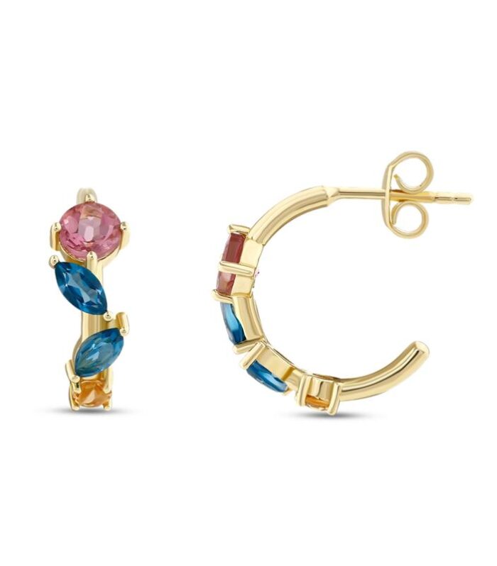 Renkli Taşlı Halka Küpe