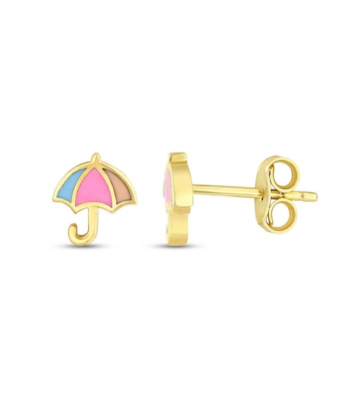 Şemsiye Figürlü Altın Çocuk Küpe