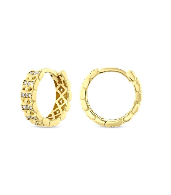 Taşlı Altın Halka Küpe