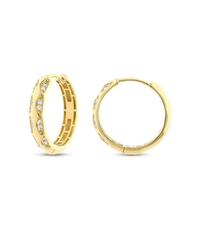 Taşlı Altın Halka Küpe