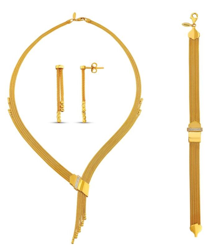 Taşlı Altın Hasır Set