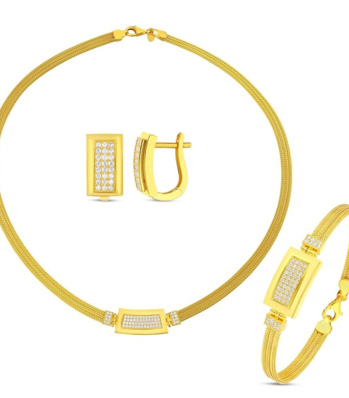 Taşlı Altın Hasır Set