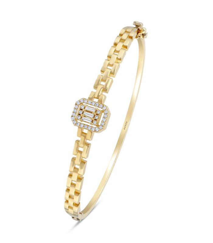 Taşlı Altın Kelepçe Bilezik