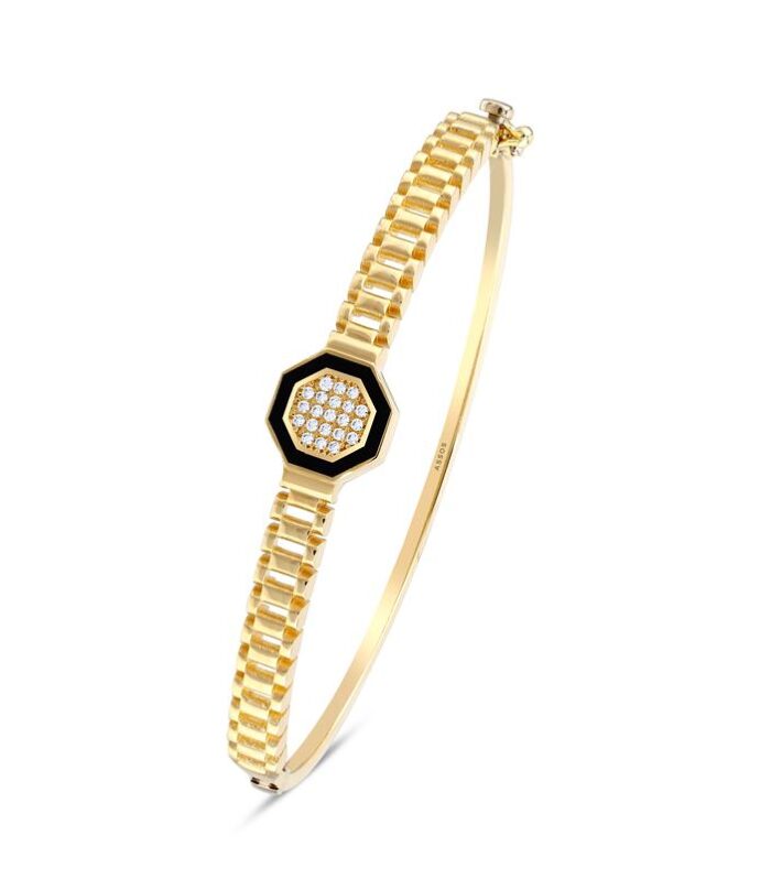 Taşlı Altın Kelepçe Bilezik