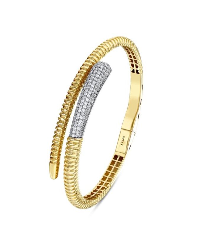 Taşlı Altın Kelepçe Bilezik