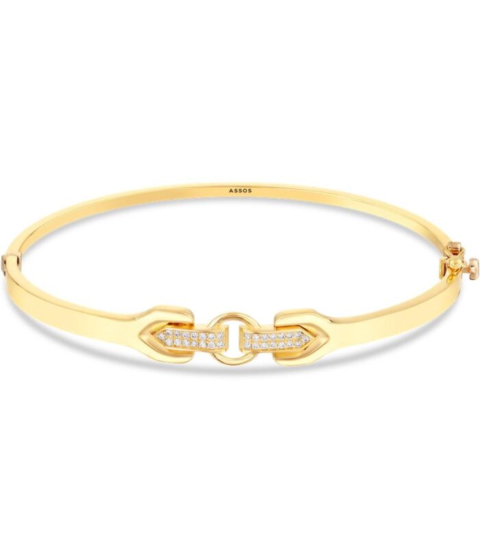 Taşlı Altın Kelepçe Bilezik